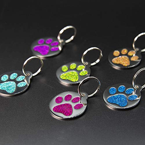 Personalized Round Paw Print Pet Tag for Dogs & Cats