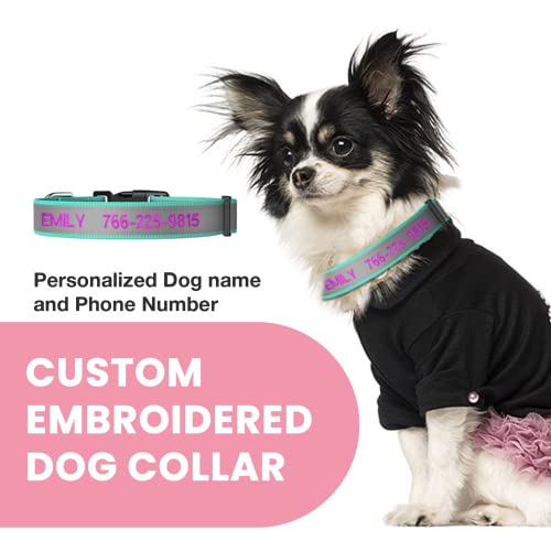Custom Embroidered Reflective Dog Collars with Name and Phone