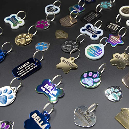 Personalized Round Paw Print Pet Tag for Dogs & Cats