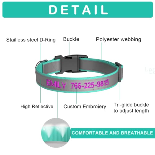 Custom Embroidered Reflective Dog Collars with Name and Phone