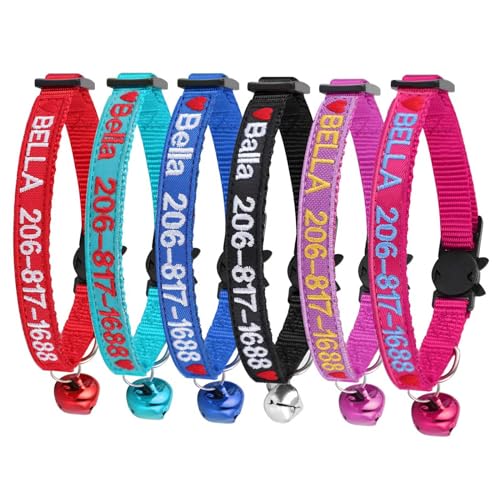 Personalized Embroidered Breakaway Cat Collar with Bell