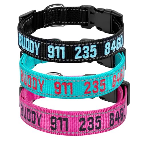 Personalized Embroidered Dog Collar - Customizable with ID