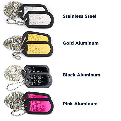 Personalized Dog Tags with Ball Chain and Silencers