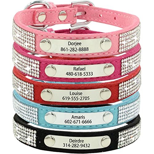 Personalized Glitter Dog Collar with Rhinestones
