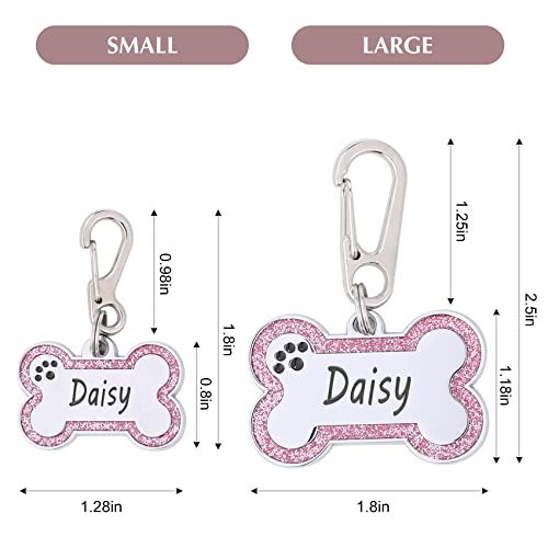 Glittery Bone Design Personalized Pet ID Tags - Deep Engraved