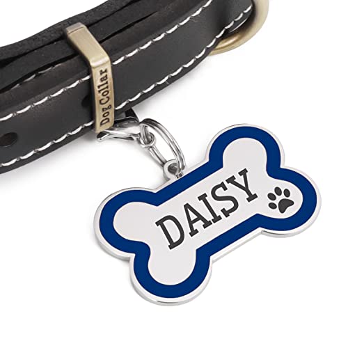 Bone Shape Pet ID Tag Engraved - Royal Blue