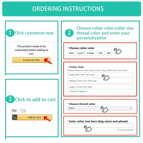 Custom Embroidered Reflective Dog Collars with Name and Phone