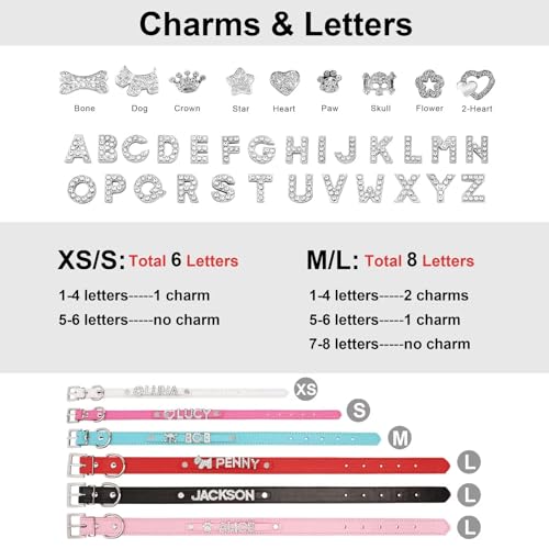 Pink Rhinestone Personalized Dog Collars for Small-Medium Dogs