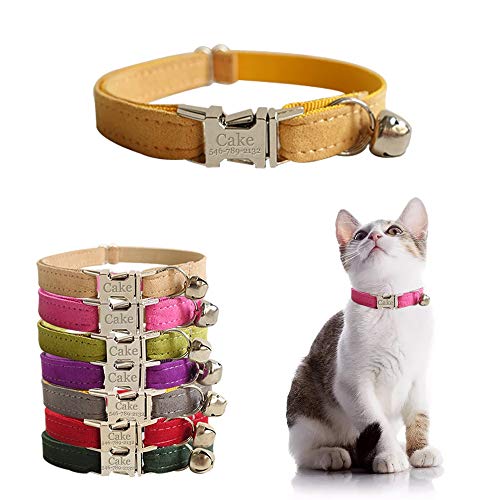 Customizable Cat Collar with Engraved Name Plate (Velvet)