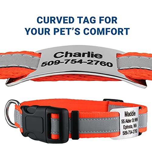 Reflective Personalized Dog Collar with Custom Engraved ID Tag