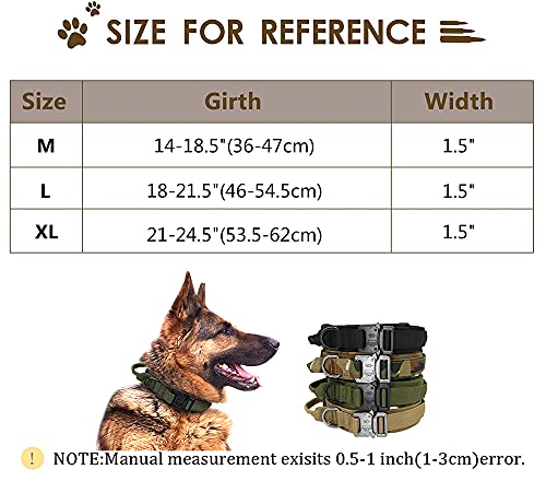 Custom Military Dog Collar with Name Tags (Camo, L)