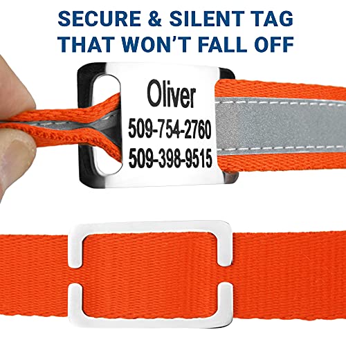 Reflective Personalized Dog Collar with Custom Engraved ID Tag