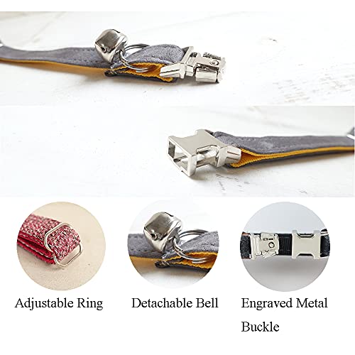 Customizable Cat Collar with Engraved Name Plate (Velvet)