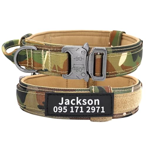 Forestpaw Custom Military Dog Collar with Nameplate, Camouflage