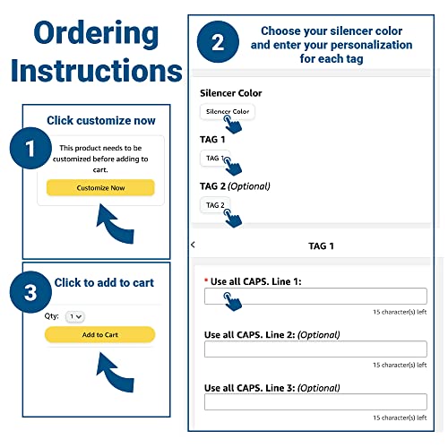 Personalized Dog Tags with Ball Chain and Silencers