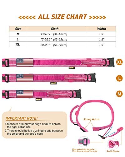 Pink Reflective Tactical Dog Collar with Handle & Patches