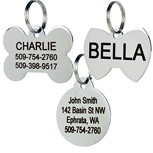 Personalized Engraved Stainless Steel Pet ID Tags with Designs