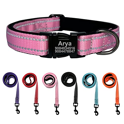 Custom Reflective Dog Collar with Metal Buckle - Various Colors