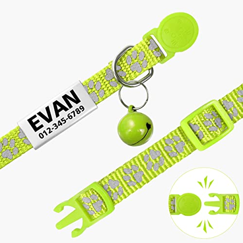 Personalized Reflective Cat Collar Set with Name Tag