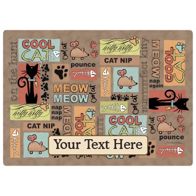 Personalized Cat Litter Mat - Cool Cat Design