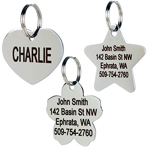 Personalized Engraved Stainless Steel Pet ID Tags with Designs
