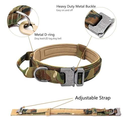 Forestpaw Custom Military Dog Collar with Nameplate, Camouflage
