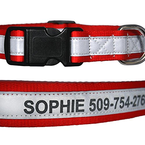 Reflective personalized dog collars with engraving, adjustable sizes