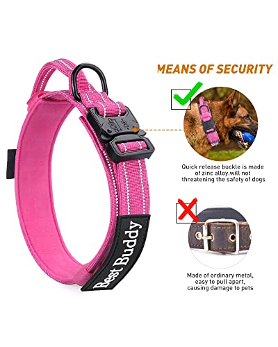 Pink Reflective Tactical Dog Collar with Handle & Patches