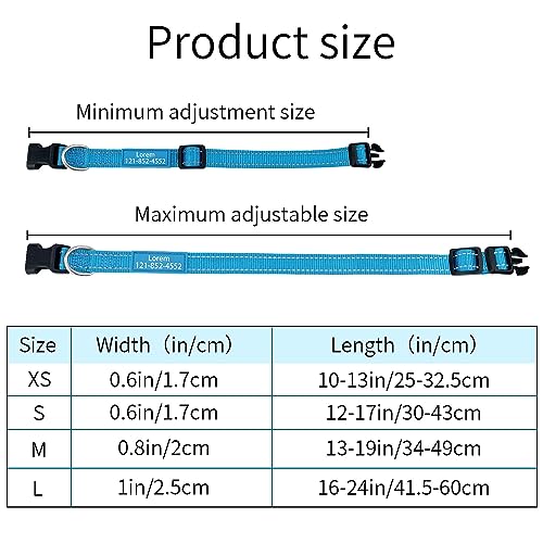 Reflective Nylon Personalized Dog Collar with Custom ID