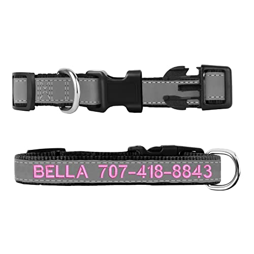 Personalized Reflective Dog Collar with Custom Embroidery