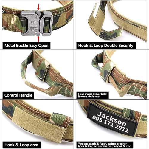 Forestpaw Custom Military Dog Collar with Nameplate, Camouflage