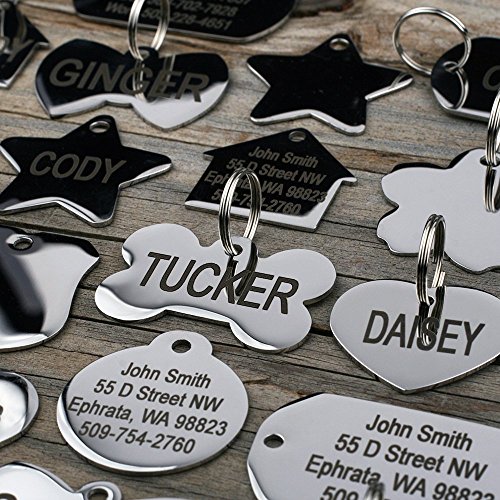 Personalized Engraved Stainless Steel Pet ID Tags with Designs
