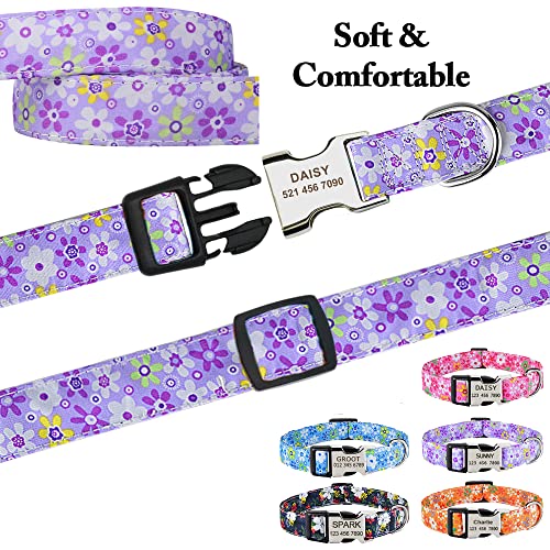 Floral Engraved Personalized Dog Collar - Customized for Dogs