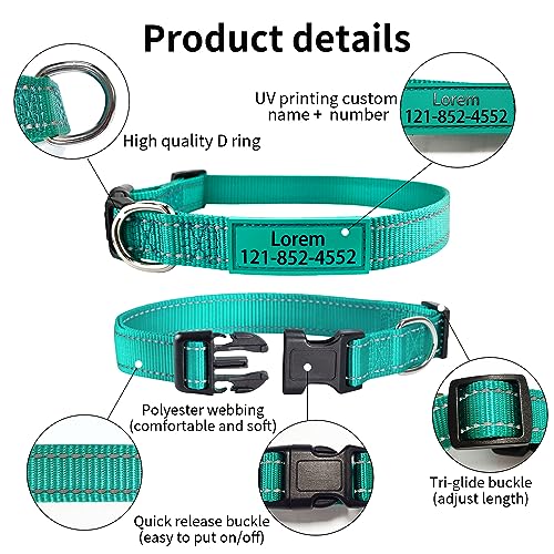 Reflective Nylon Personalized Dog Collar with Custom ID