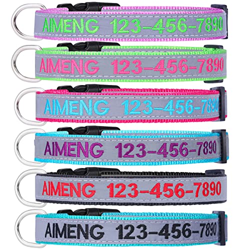 Personalized Reflective Dog Collar with Embroidered Name and Number