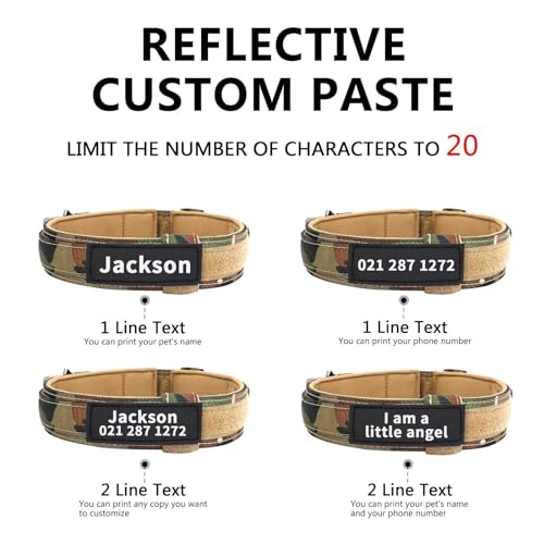 Forestpaw Custom Military Dog Collar with Nameplate, Camouflage