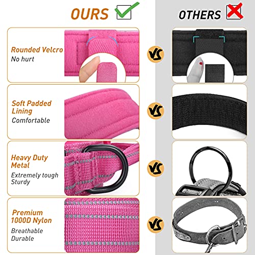 Pink Reflective Tactical Dog Collar with Handle & Patches