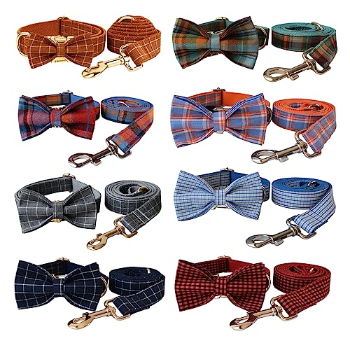 Personalized Plaid Dog Collar with Metal Buckle