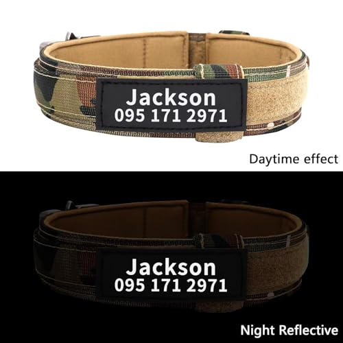 Forestpaw Custom Military Dog Collar with Nameplate, Camouflage