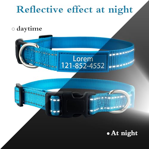 Reflective Nylon Personalized Dog Collar with Custom ID