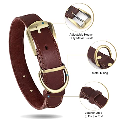 Custom Engraved Leather Dog Collar for Medium Large Dogs