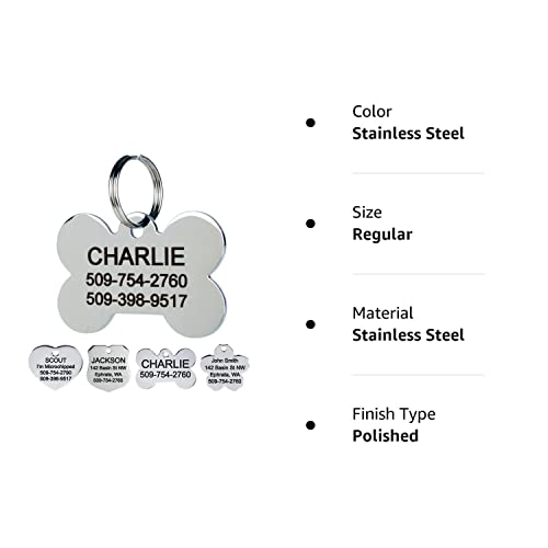 Personalized Engraved Stainless Steel Pet ID Tags with Designs