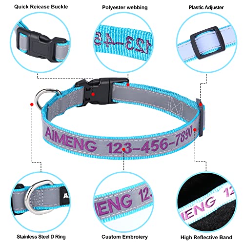 Personalized Reflective Dog Collar with Embroidered Name and Number