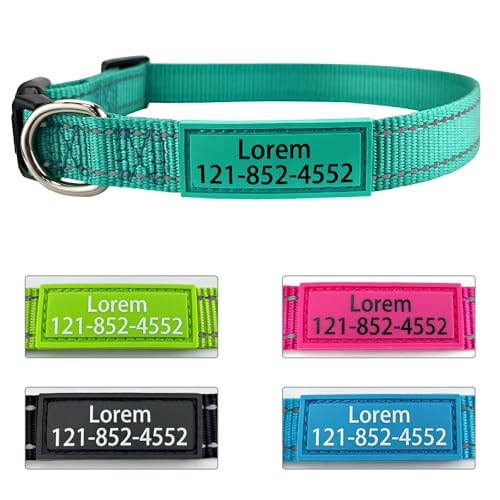 Reflective Nylon Personalized Dog Collar with Custom ID