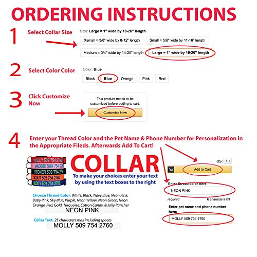 Personalized Embroidered Dog Collar with Pet Name & Phone