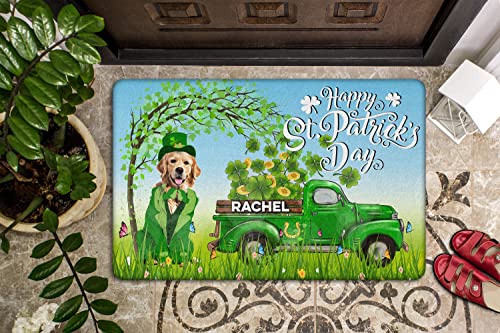 Golden Retriever Personalized St. Patrick's Day Doormat Decor