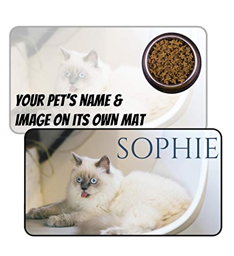 Personalized Large Cat Food Mat - Add Photo, Name