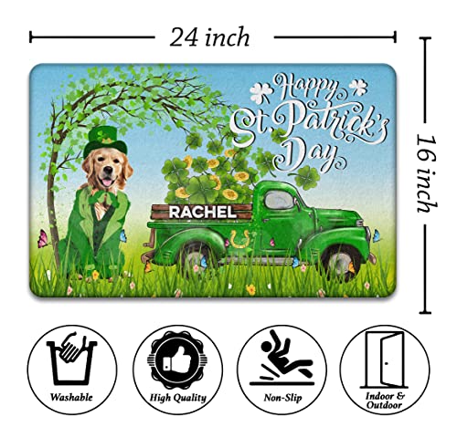 Golden Retriever Personalized St. Patrick's Day Doormat Decor