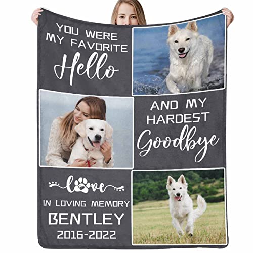 Custom Pet Photo Blanket for Memorial Sympathy Gift