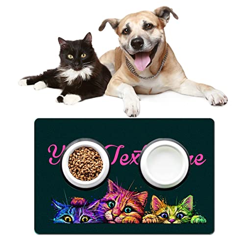 Personalized Cat Food Mat - Non-Slip, Easy Clean (USA)